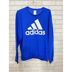 Adidas Sweater 2XL Adult Blue Sweatshirt Pullover Spellout Logo  Mens XXL